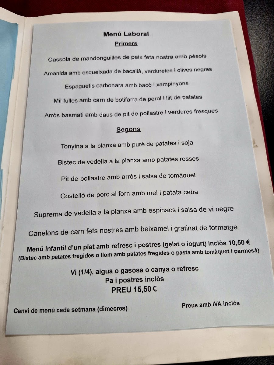 Bar Restaurant EL PAS Menu - Image 3