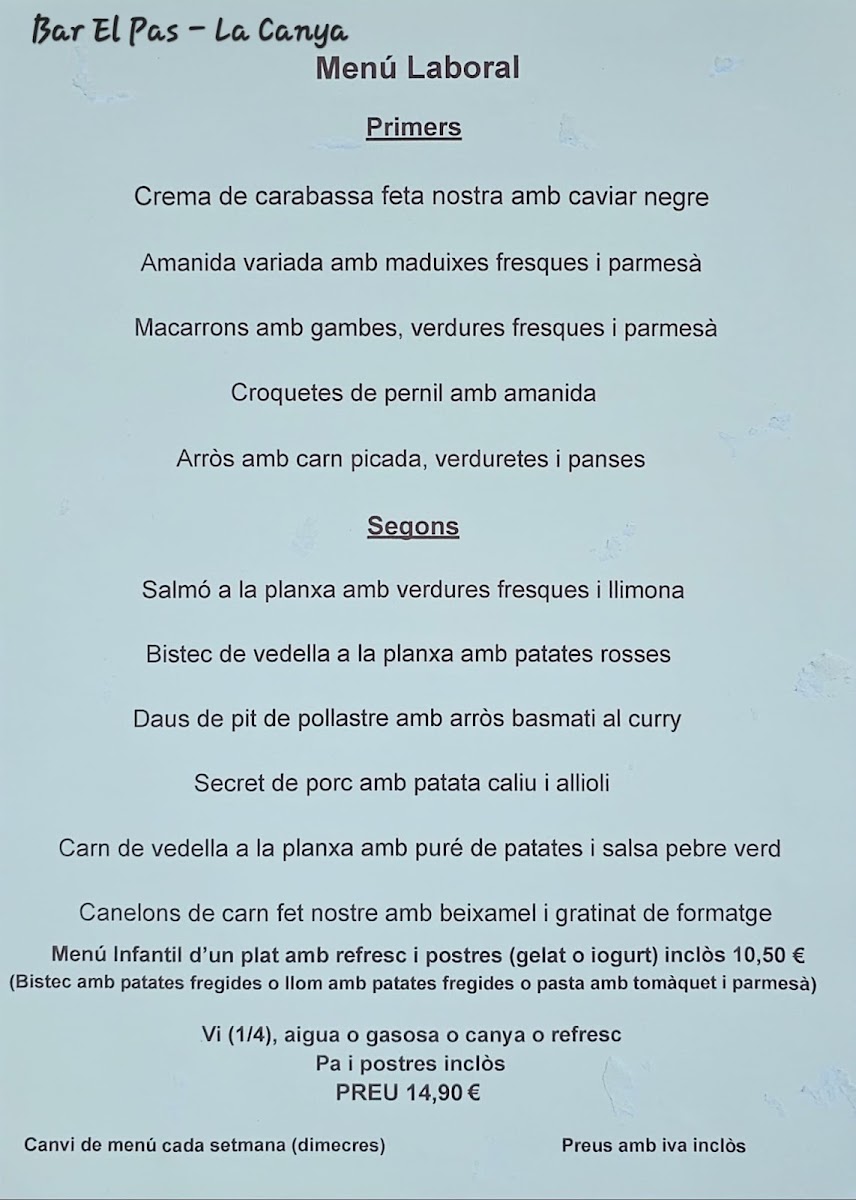 Bar Restaurant EL PAS Menu - Image 4